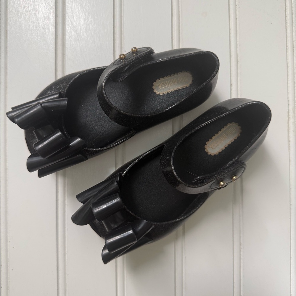 Mini Melissa Black Mary Jane Flats with Bow